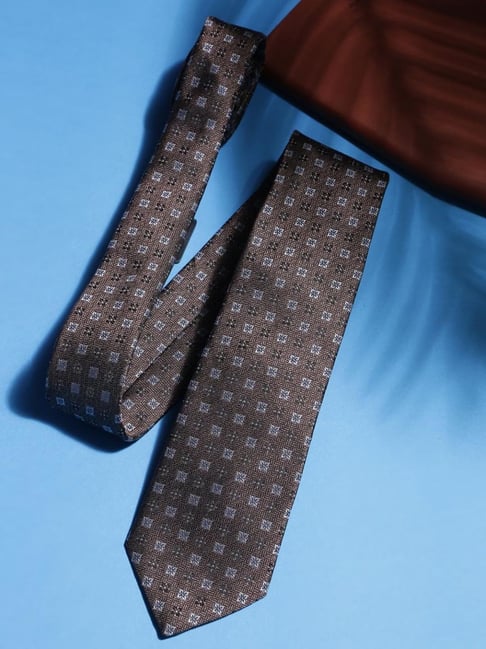 Van Heusen Brown Embroidered Tie