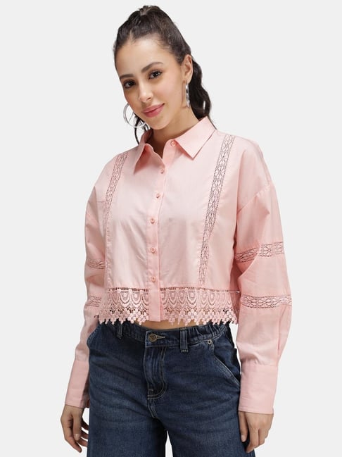 VIRGIO Peach Relaxed Fit Solid Shirt-picture-31