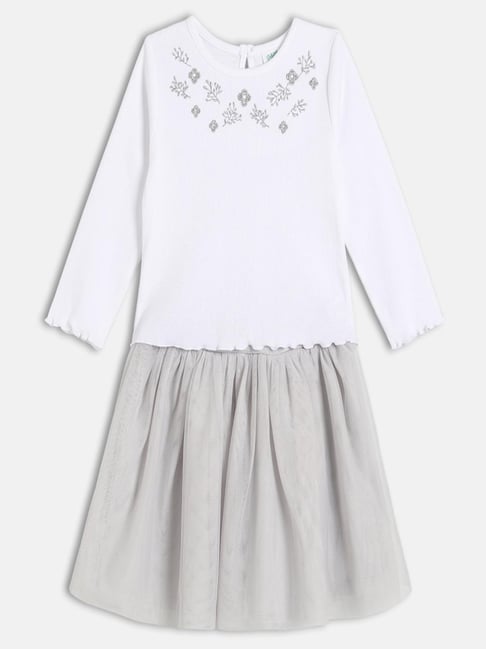 Miniklub Girls White & Grey Embroidered Clothing Set-picture-19