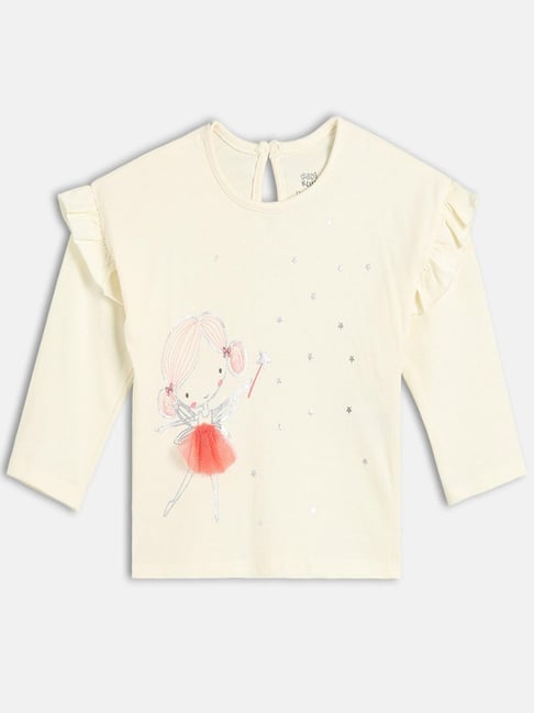 Miniklub Girls White Printed Knit Top-image-47