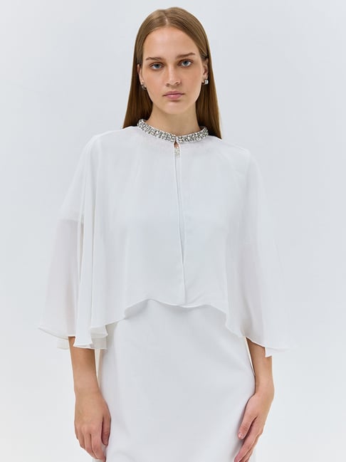 Cover Story White Georgette Cardigan-picture-26