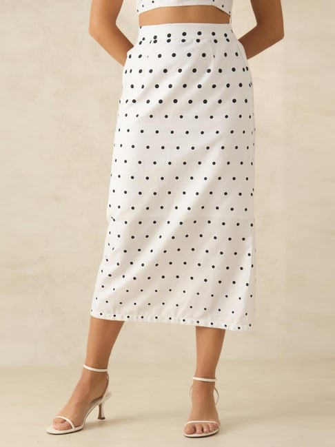 VIRGIO White Regular Fit Printed Skirt-picture-37