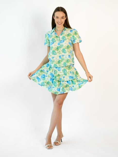 VIRGIO White Regular Fit Floral Skirt-picture-38