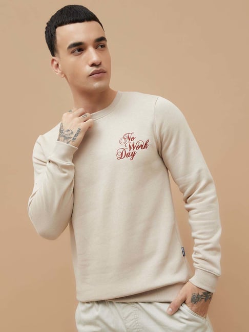 Fame Forever By Lifestyle Beige Regular Fit Embroidered Sweatshirt-picture-47
