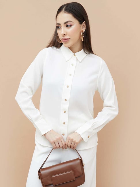 Code By Lifestyle Off White Regular Fit Shirt