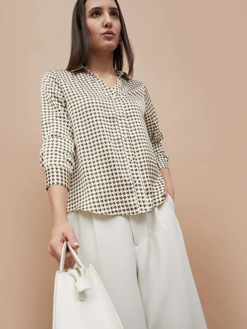 Code By Lifestyle Light Beige Regular Fit Printed Shirt-picture-24