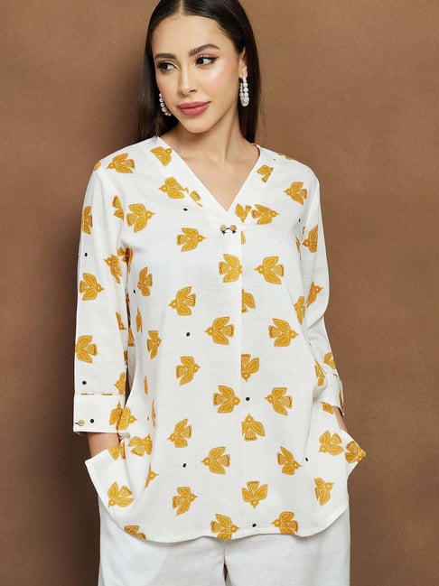 Melange By Lifestyle Off White Regular Fit Printed Tunic-picture-32