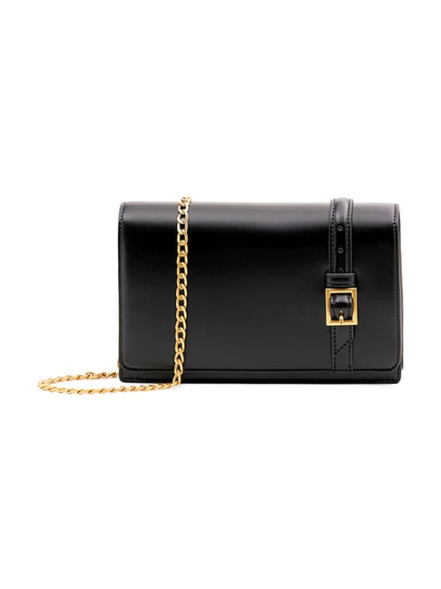 Miraggio Hazel Black Textured Small Leather Clutch