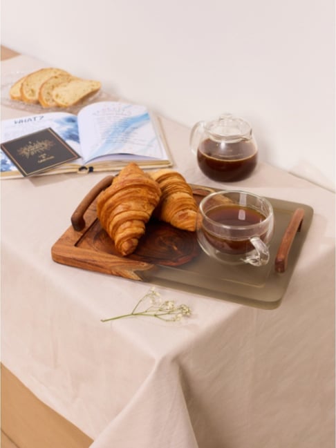 Wewood Translucent Grey Epoxy Resin & Wood Tray with Handles Serving Tray-picture-22