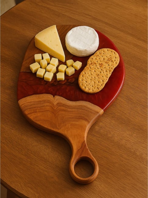 Wewood Pearl Red Epoxy Resin & Wood Cheese Board Platter