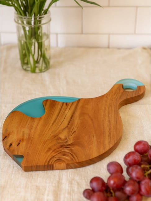 Wewood Aqua Blue Epoxy Resin & Wood Handcrafted Cheese Board
