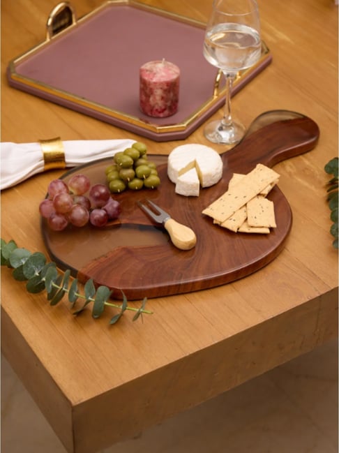 Wewood Translucent Black Epoxy Resin & Wood Cheese Board Platter