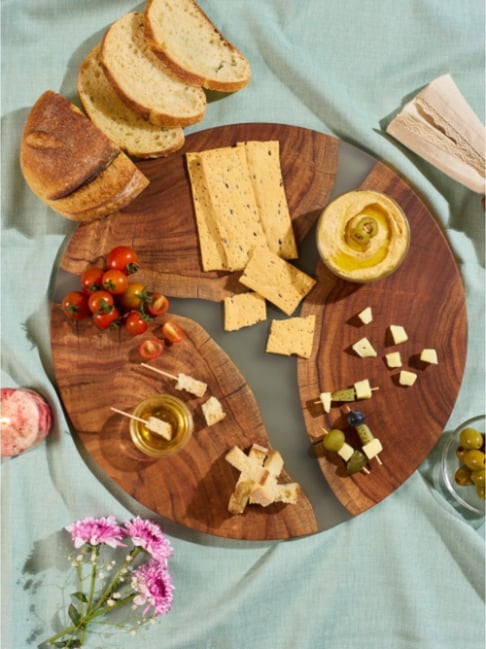 Wewood Aqua Blue Epoxy Resin & Wood Lazy Susan Serving Platter
