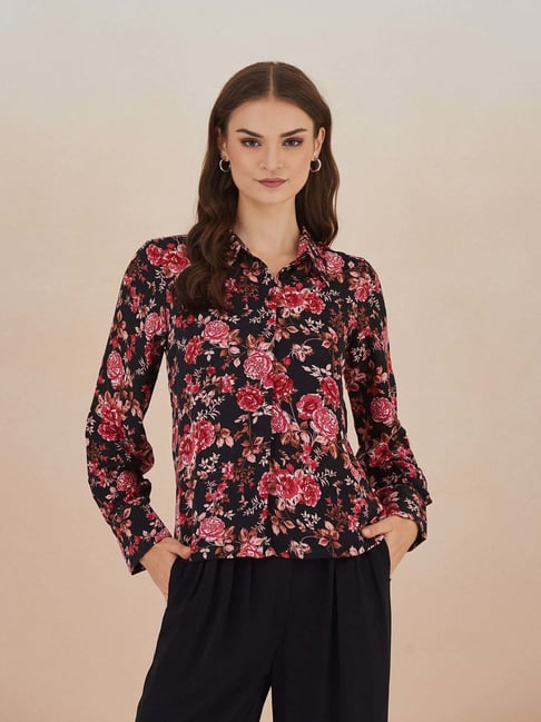 Latin Quarters Black Regular Fit Floral Print Shirt-picture-34