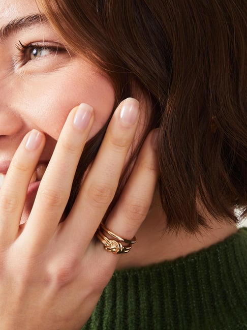 Accessorize London Golden Rings for Women Pack of 2