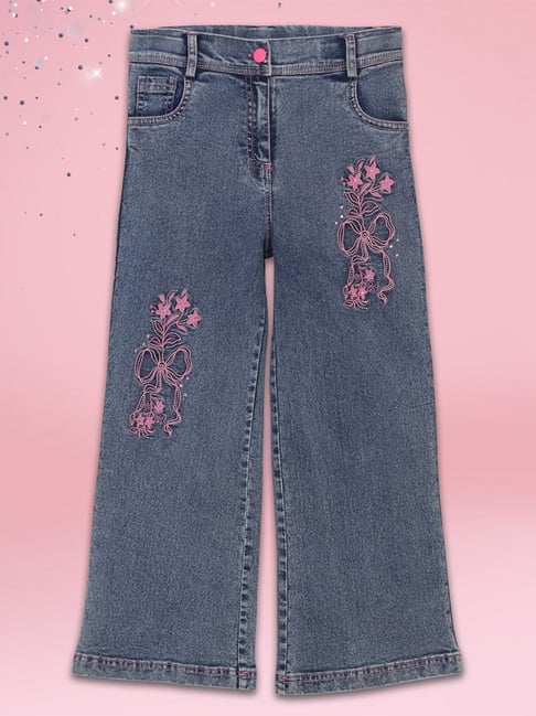 Cutecumber Kids Blue Embroidered Jeans