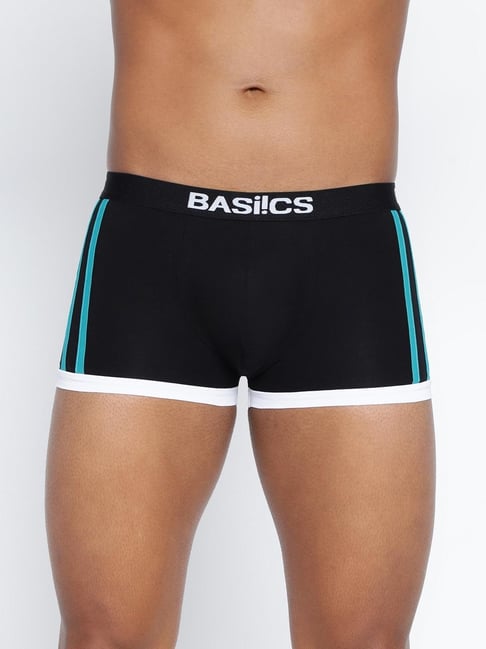 BASIICS by La Intimo Black Blended Relaxed Fit Striped Trunks