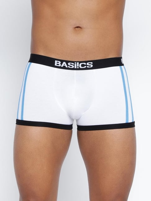 BASIICS by La Intimo White Blended Relaxed Fit Striped Trunks