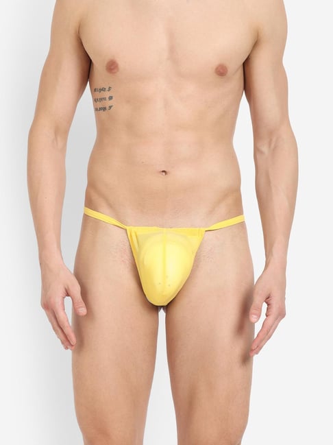 La Intimo Yellow Nylon Relaxed Fit Solid String-picture-27