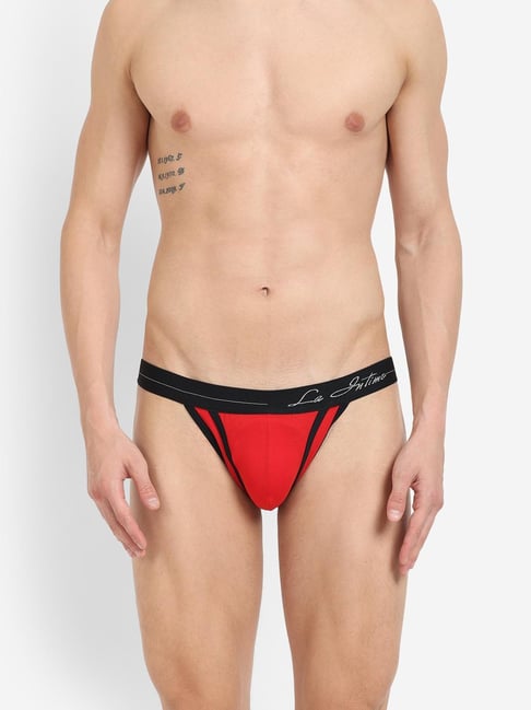 La Intimo Red Blended Relaxed Fit Solid Jockstraps