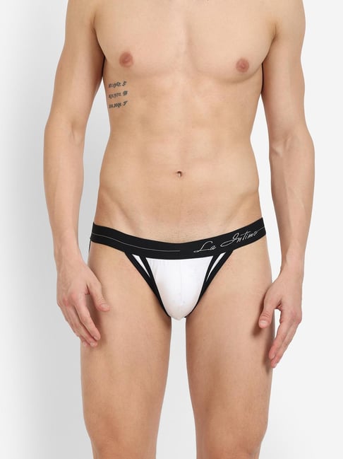 La Intimo White Blended Relaxed Fit Solid Jockstraps-picture-33