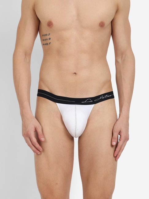 La Intimo White Blended Relaxed Fit Solid Briefs