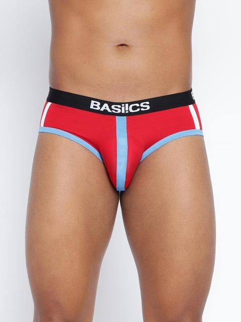 BASIICS by La Intimo Red Blended Relaxed Fit Striped Briefs