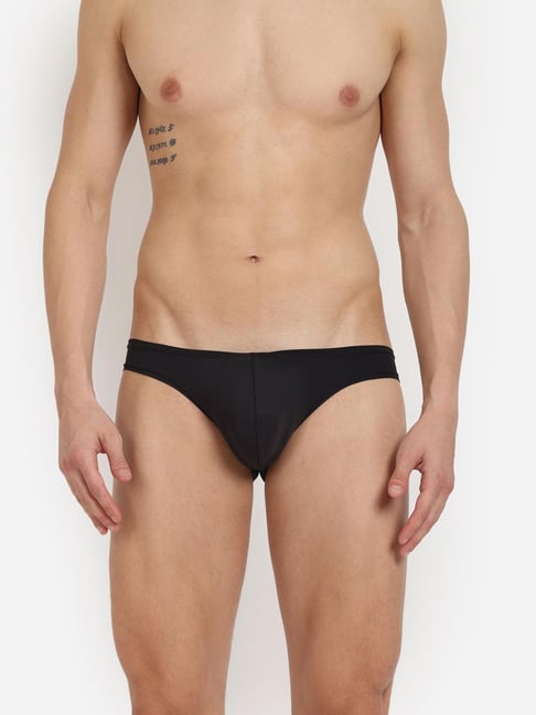 BASIICS by La Intimo Black Polyester Relaxed Fit Solid Briefs