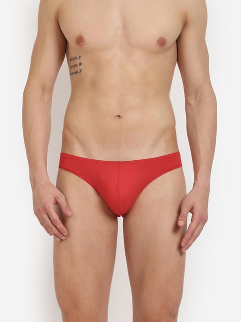 BASIICS by La Intimo Red Polyester Relaxed Fit Solid Briefs