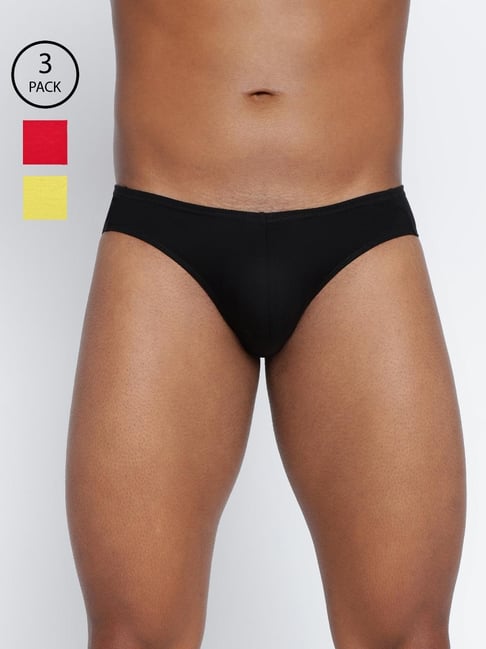 BASIICS by La Intimo Multi-Color Blended Relaxed Fit Solid Briefs (Pack Of 3)