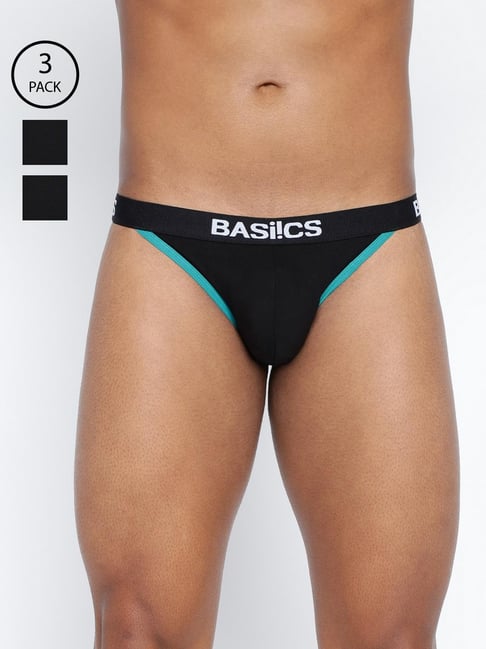BASIICS by La Intimo Black Blended Relaxed Fit Solid Briefs (Pack Of 3)-picture-23