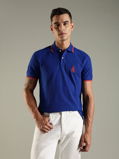 Tommy Hilfiger Blue Cotton Regular Fit Polo T-Shirt-picture-27