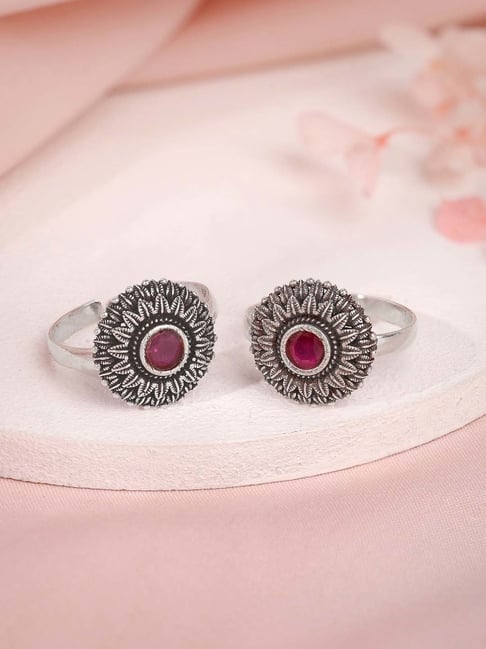 GIVA 925 Oxidized Silver Amrita Toe Rings for Women-picture-23