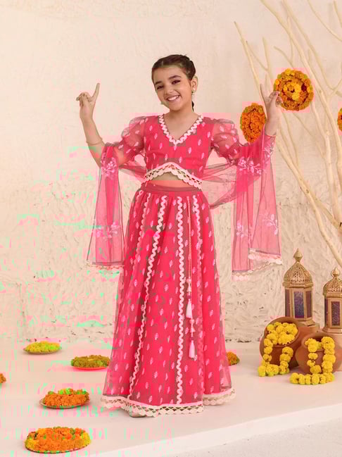 Pspeaches Girls Magenta Regular Fit Printed Lehenga Choli-picture-18