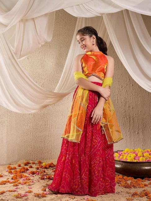 Pspeaches Girls Magenta Regular Fit Printed Lehenga Choli-picture-16