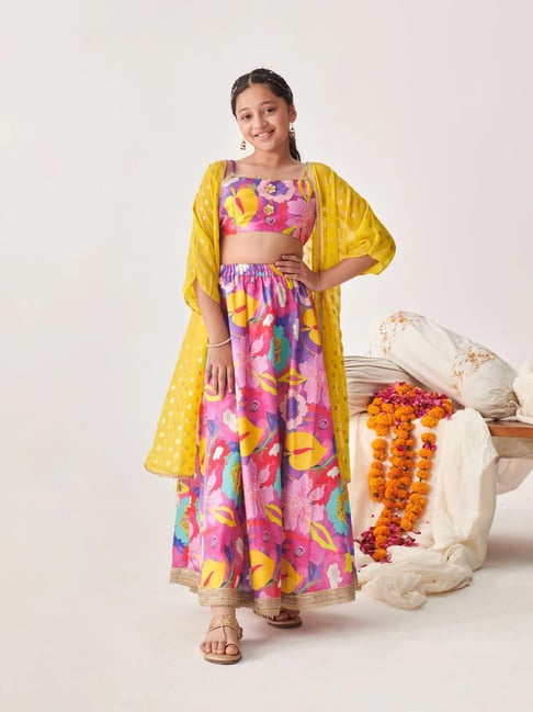 Pspeaches Girls Purple Regular Fit Printed Lehenga Choli-picture-35