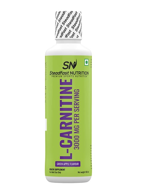 L-Carnitine 3000mg Liquid Supplement Vitamin B5-450ml (Green Apple)