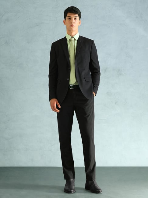Arrow Black Regular Fit Two Piece Suit