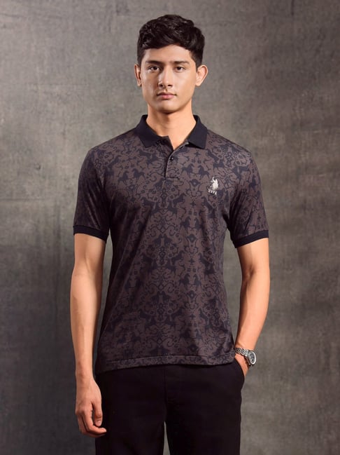 U.S. Polo Assn. Denim Co. Brown Cotton Slim Fit Printed Polo T-Shirt-picture-10