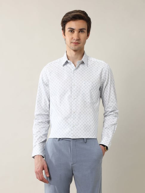 Arrow Blue Cotton Regular Fit Printed Shirt-picture-16