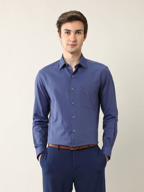 Arrow Blue Cotton Regular Fit Self Design Shirt-picture-36