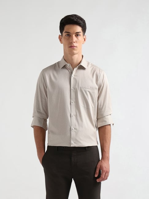 Arrow Beige Cotton Regular Fit Printed Shirt-picture-41
