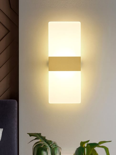 Modern LED Acrylic Wall Light for Living Room Warm White Indoor Decorative Light Rectangle Gold