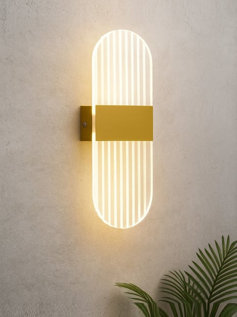 Modern LED Acrylic Wall Light for Living Room Warm White Indoor Decorative Lighting Oval Ribbed