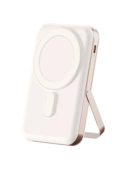 Powerup Powermag Stand 10000Mah Mag-Safe Power Bank, 15W Fast Wireless Charging - White|Gold