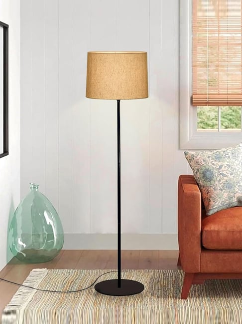 Modern Farmhouse Boho Floor Lamp with Khadi Linen Shade