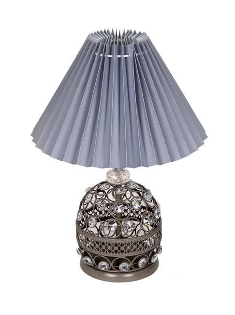 Homesake Crystal Table Lamp Desk Globe Lamp for Living Room Kids Room Grey  Pleated Fabric Shade
