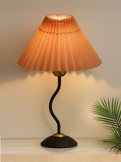 homesake Matt Black Twister Table Lamp Small Modern Bedside Lamp with Pleated Jute Shade & Metal Base E27-picture-29