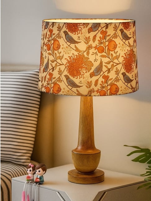 Buy Rustic Turnip Wood Table lamp Bedside farmhouse Room Light