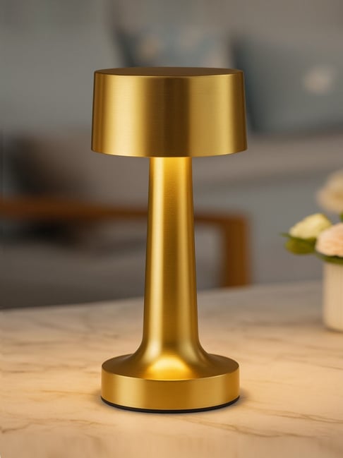 Table Lamp Portable Lamp for Bedroom 3 Colour Touch Control Wireles Charging Metal Dumbbell Gold